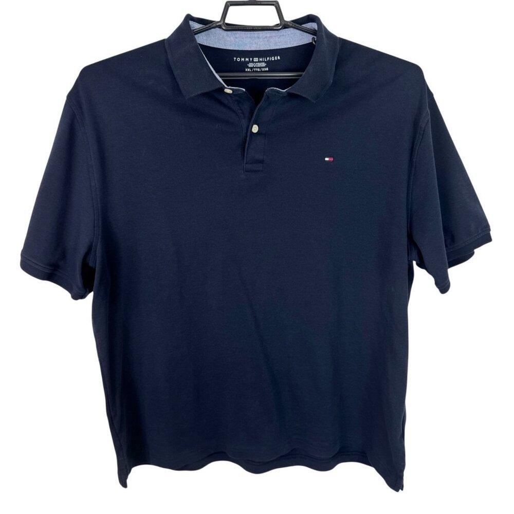 Tommy Hilfiger Men's XXL SS Polo Shirt Soft Black EUC Smooth Finish 100% Cotton